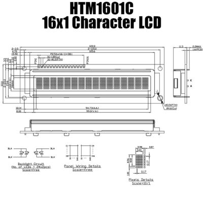 Modulo LCD 1X16 del carattere monocromatico con l'interfaccia HTM1601C di MCU