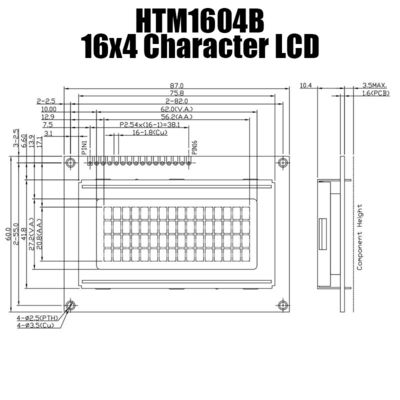 Modulo LCD del carattere della PANNOCCHIA 16X4 LCD con la lampadina laterale bianca HTM1604B