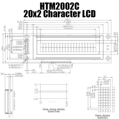 Modulo LCD pratico del carattere 20x2, modulo LCD verde giallo HTM2002C di STN