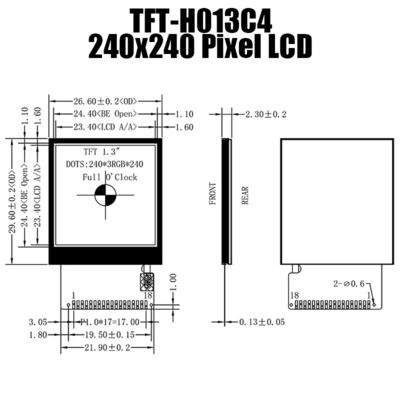 Quadrato su ordinazione LCD a 1,3 pollici delle soluzioni 240x240 dell'esposizione di TFT SPI