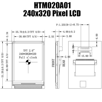 Esposizione a 2,0 pollici 240x320 pratico HTM020A01 del modulo di SPI TFT LCD