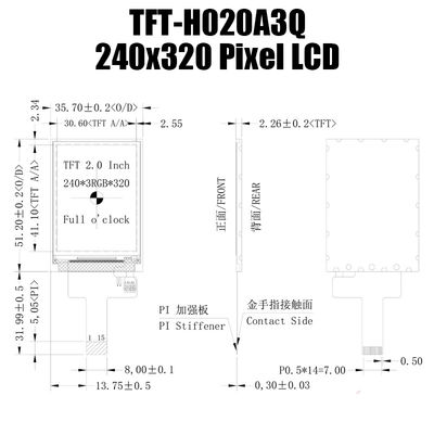 IPS a 2 pollici di esposizione di TFT LCD, esposizione LCD di temperatura 240x320