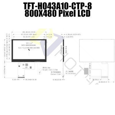 monitor capacitivo di Pcap del modulo del touch screen TFT LCD del modulo a 4,3 pollici dell'esposizione di 800x480