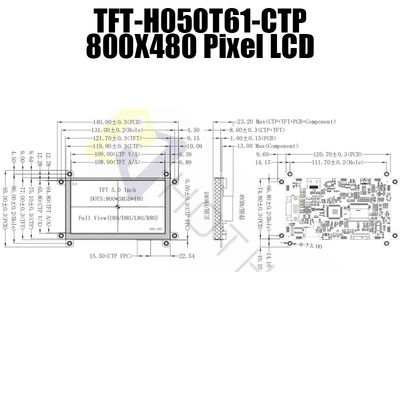 pixel durevoli 800x480 TFT-050T61SVHDVUSDC HDMI dell'esposizione LCD a 5 pollici di 5V IPS