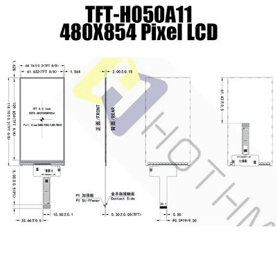 Punti a 5 pollici verticali IC ST7701S/TFT-H050A11FWIST5N20 dell'esposizione 480x854 di TFT LCD