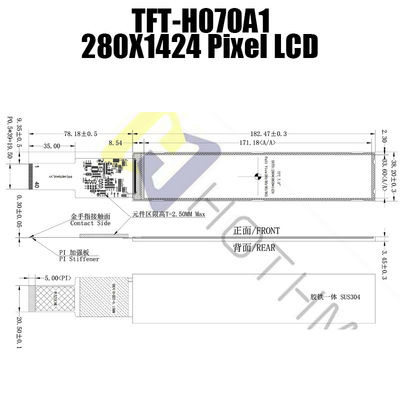 Luce solare LCD a 7,0 pollici OTA7290B leggibile dell'esposizione di 280x1424 MIPI