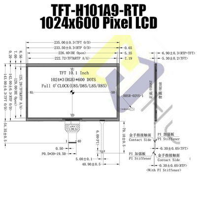 Esposizione LCD leggibile di luce solare a 10,1 pollici di LVDS IPS con il pannello di tocco resistente H101A9WSIFTKR40