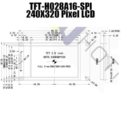 Luce solare a 2,8 pollici TFT028A16-SPI leggibile del modulo ST7789V di 240x320 SPI TFT LCD