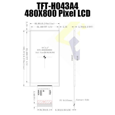 Modulo leggibile 480x800 a 4,3 pollici NT35510 TFT_H043A4WVIST5N60 di TFT LCD di luce solare