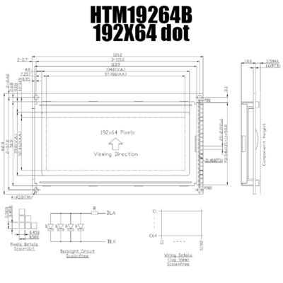 esposizione LCD del modulo del grafico di 192X64 KS0108 con la lampadina bianca HTM19264B
