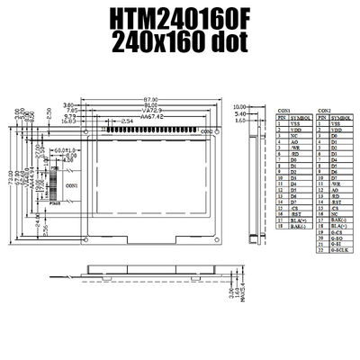 Modulo grafico dell'esposizione LCD di strumentazione 240X160 FSTN con IC ST7529