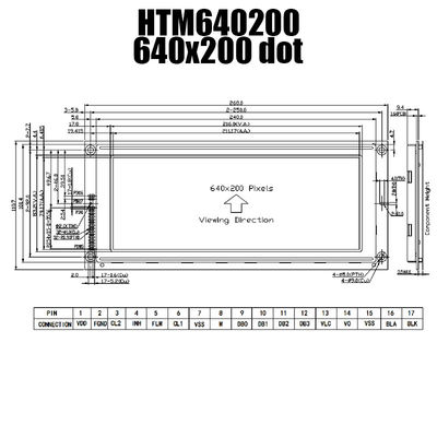 640x200 modulo LCD grafico durevole DFSTN con la lampadina bianca HTM640200