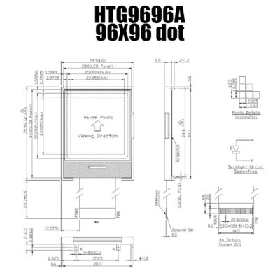 96X96 DENTE grafico SSD1848 LCD | FSTN + esposizione con Backlight/HTG9696A BIANCO