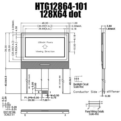 esposizione LCD del DENTE 128X64, modulo LCD HTG12864-101 del grafico di UC1601S