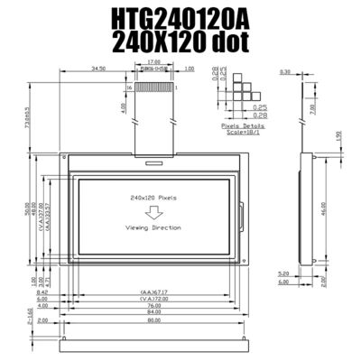 grafico LCD di TFT del modulo 240X120 con la lampadina bianca laterale HTG240120A