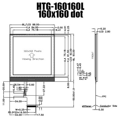 esposizione LCD del modulo FSTN del DENTE del quadrato 160X160 con la lampadina bianca laterale HTG160160L