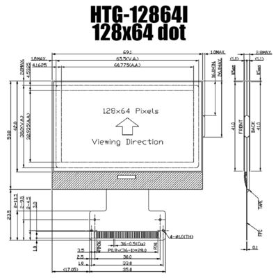 Negazione grafica HTG12864 Transmissive del modulo LCD multiuso 128X64 ST7565R del DENTE