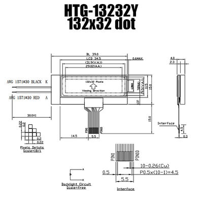 Modulo LCD ST7567R Transflective positivo HTG13232Y del DENTE industriale 132x32