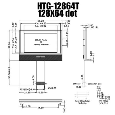 modulo monocromatico 3.3V MCU8080 ST7567 HTG12864T di LCD del DENTE 128X64