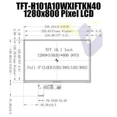 tipo leggibile di luce solare LCD del modulo di IPS TFT LVDS dei pixel 1280x800