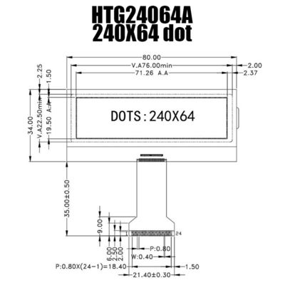 modulo LCD ST75256 del dispositivo grafico del DENTE 240x64 con verde giallo completamente trasparente