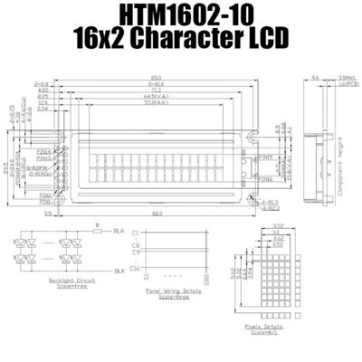 16x2 esposizione LCD multiuso, modulo verde giallo HTM1602-10 dell'esposizione di LCM