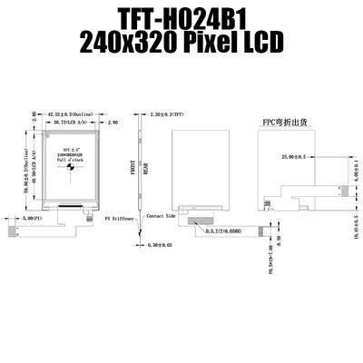 Multiscene 2,4&quot; luminosità TFT-H024B12QVIFT8N15 dell'esposizione 240x320 di TFT LCD alta
