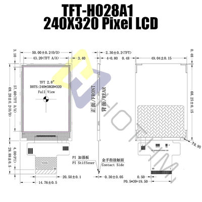 2,8&quot; esposizione leggibile TFT-H028A1QVIST6N40 del touch screen di TFT di luce solare 240x320