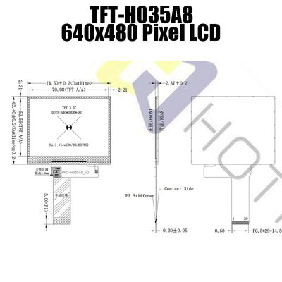 pixel a 3,5 pollici TFT-H035A8VGIST6N30 dello schermo di visualizzazione di 2.8V TFT LCD 640x480