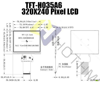Interfaccia a 3,5 pollici TFT-H035A6QVIST9N40 di RGB di TFT LCD di luce solare dei moduli leggibili dell'esposizione