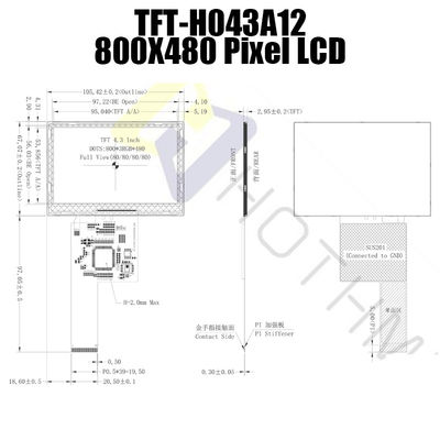 IC ST7262 colora i moduli a 4,3 pollici 800x480 TFT-H043A12SVILT5N40 di TFT LCD