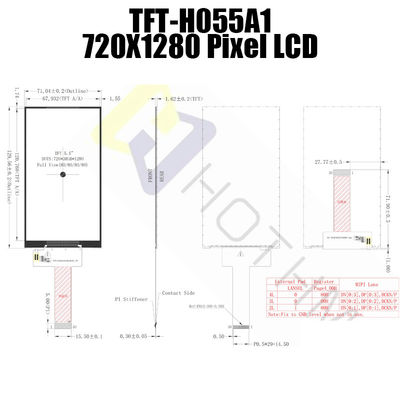 Esposizione a 5,5 pollici IC ILI9881 di alta luminosità di 720x1280 IPS TFT LCD