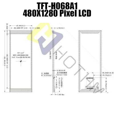 Tipo a 6,86 pollici di 480x1280 Antivari intorno a luce solare NV3051F1 leggibile di TFT LCD