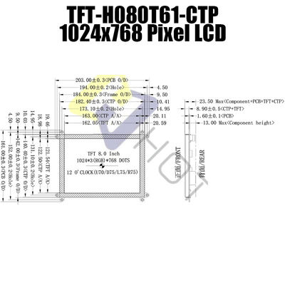 Pannello LCD a 8 pollici di 1024x768 HDMI con il tocco capacitivo TFT-080T61SVHDVNSDC
