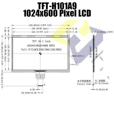 LVDS a 10,1 pollici IPS TFT LCD 1024x600 EK79001 EK73215 per esposizione industriale