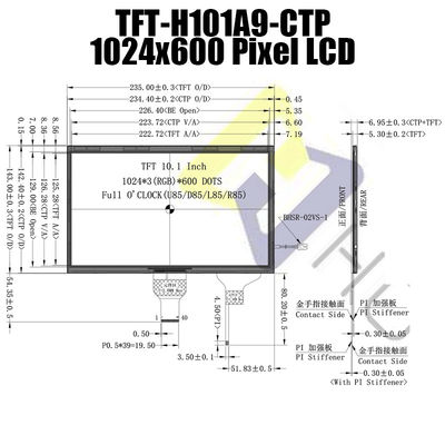 Modulo leggibile di TFT LCD di luce solare a 10,1 pollici di 1024x600 LVDS IPS con il monitor di Pcap