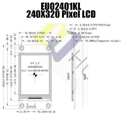 Esposizione a 2,4 pollici bianca del LED 240x320 UART TFT con il tocco resistente