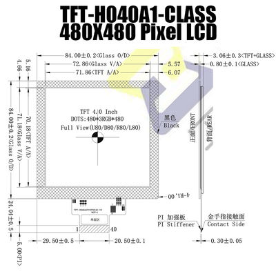 480x480 a 4 pollici punteggia l'IPS TFT LCD SPI ST7701S con la copertura di vetro