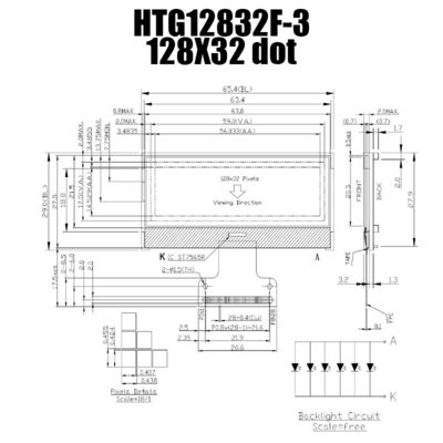 128X32 DENTE grafico ST7565R LCD | FSTN + esposizione con GRAY Backlight /HTG12832F-3