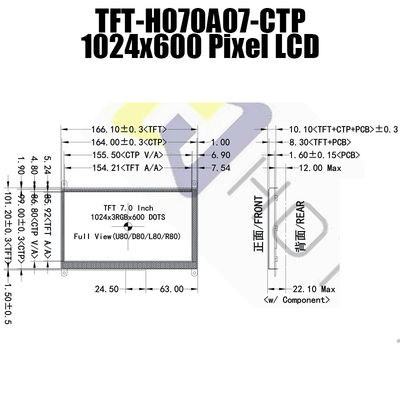 A 7 pollici per il segnale TFT di HDMI visualizzi 1024x600 per il monitor di Pcap di uso del lampone