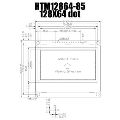 esposizione LCD del grafico di 128X64 SPI FSTN con la lampadina laterale bianca