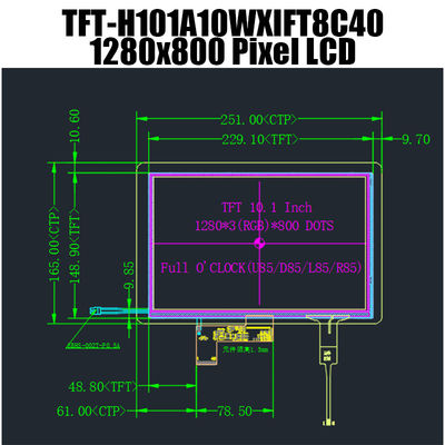 Il modulo a 10,1 pollici IPS dell'esposizione di 1280x800 TFT LCD visualizza LVDS con il monitor di Pcap