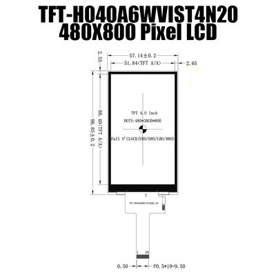 Modulo di interfaccia a 4,0 pollici dell'esposizione ST7701S IPS MIPI di 480x800 TFT LCD