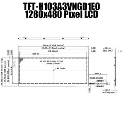 Modulo LCD a 10,3 pollici di TFT del grado del veicolo dell'esposizione di 1280x480 LVDS IPS