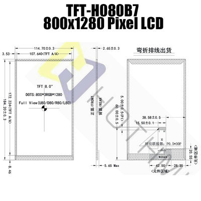 Modulo LCD a 8,0 pollici di TFT di tecnologia dell'esposizione MIPI NV3051F1 di 800x1280 IPS