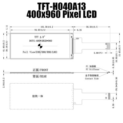 Produttore a 4 pollici For Fingerprint Lock dell'esposizione del modulo 400X960 TFT LCD di TFT LCD