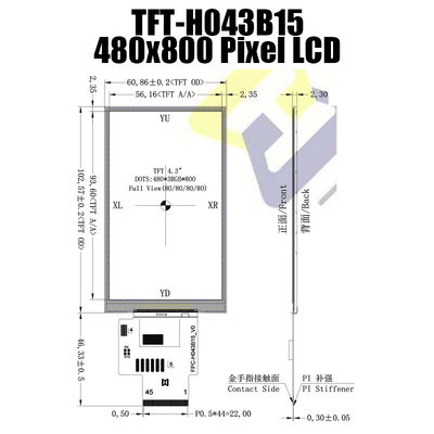 Produttore a 4,3 pollici For Instrumentation del modulo 480X800 dell'esposizione di TFT LCD