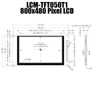 Pannello resistente a 5,0 pollici del modulo di 800x480 IPS TFT con il regolatore LCD Board