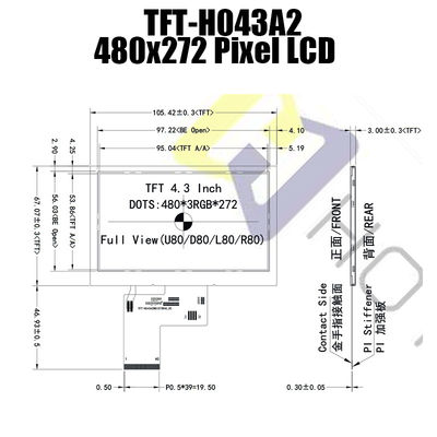 4,3&quot; LCD dell'esposizione 480x272 IPS dell'affissione a cristalli liquidi di Tft di pollice controlla il produttore dell'esposizione di TFT LCD
