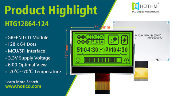 modulo LCD ST7565R del dispositivo grafico del DENTE 128x64 con la lampadina bianca laterale